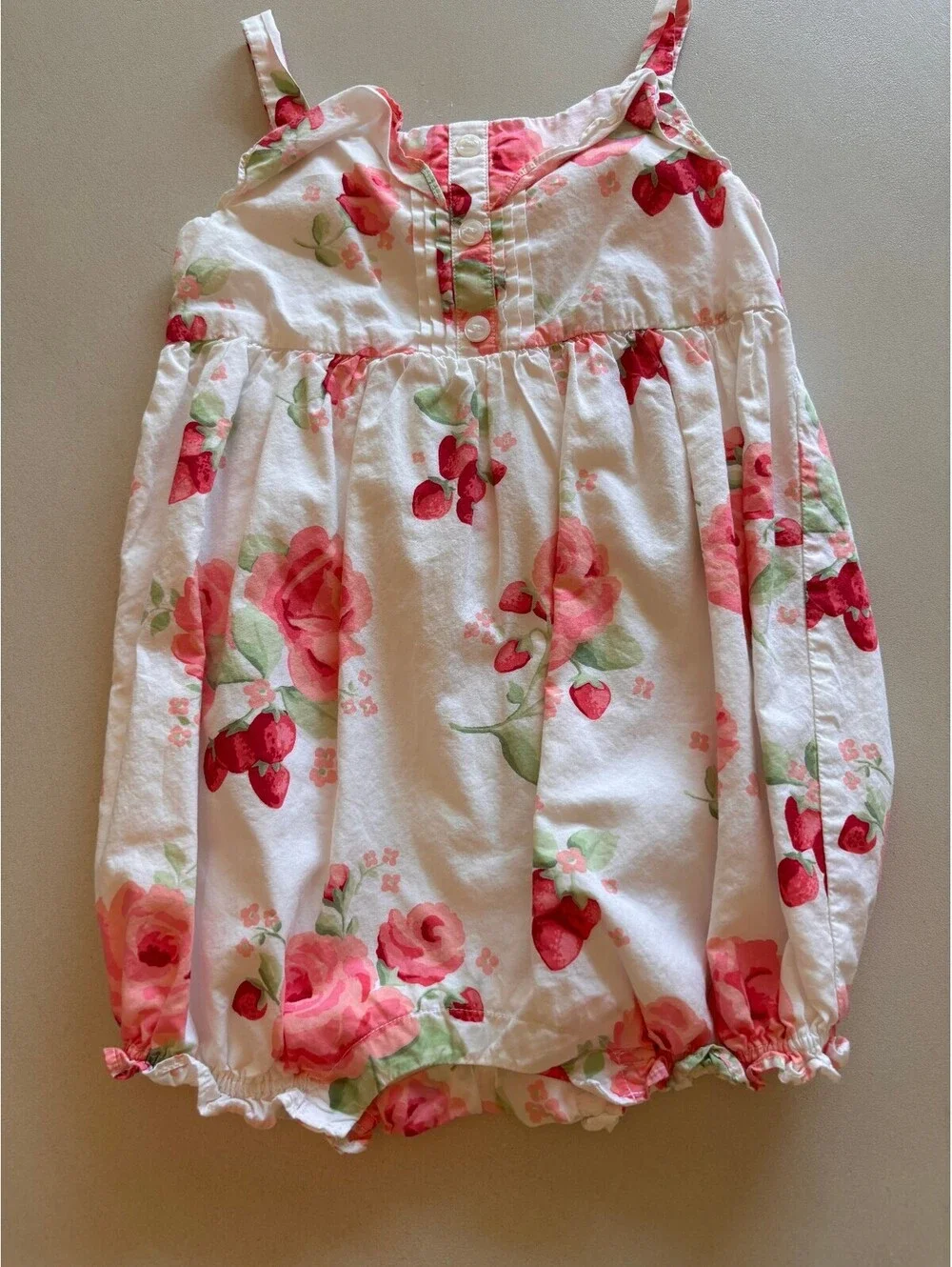 Janie and Jack Strawberry Floral Bubble Romper 12-18M